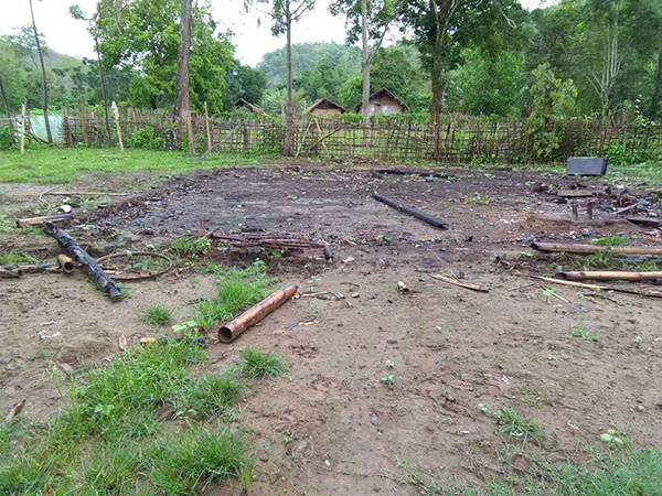 The remains of a home destroyed by Myanmar forces in Injangyang Township, Kachin State. Photo: Free Burma Rangers