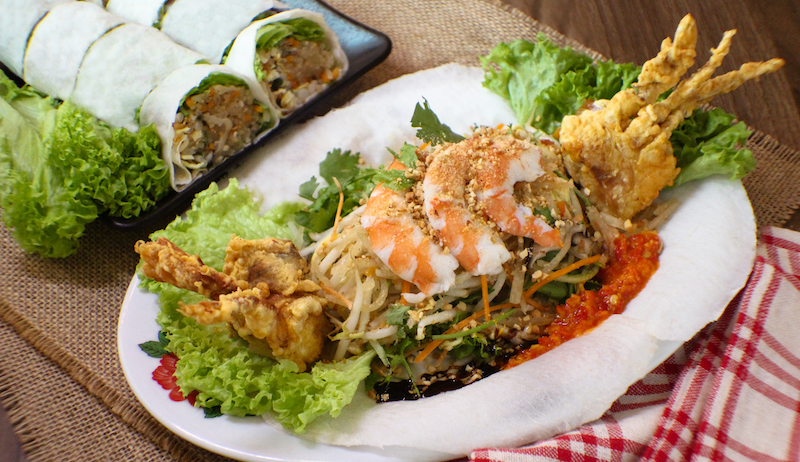 Soft shell crab popiah. Photo: Colonial Club