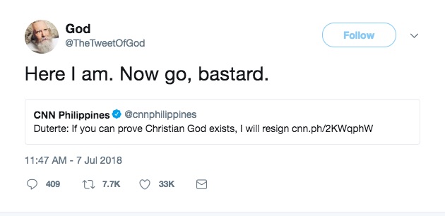 Screenshot from @TheTweetofGod Twitter account. 