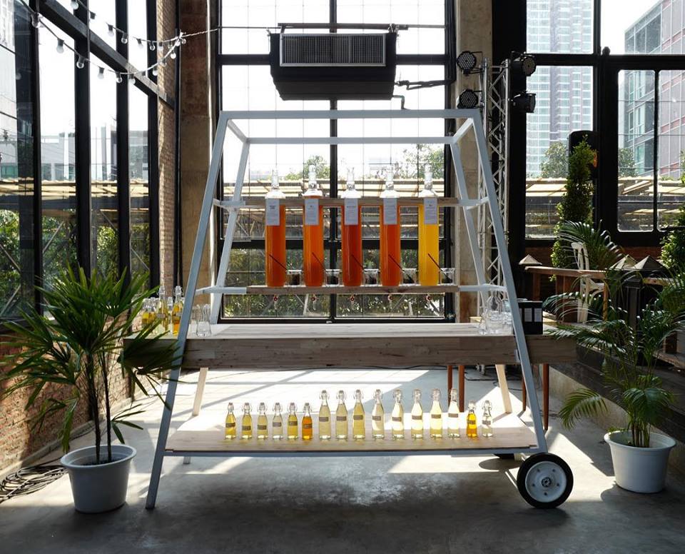 A shot of kombucha fermenting in glass at their newish space. Photo: Pure Luck Bangkok/Facebook