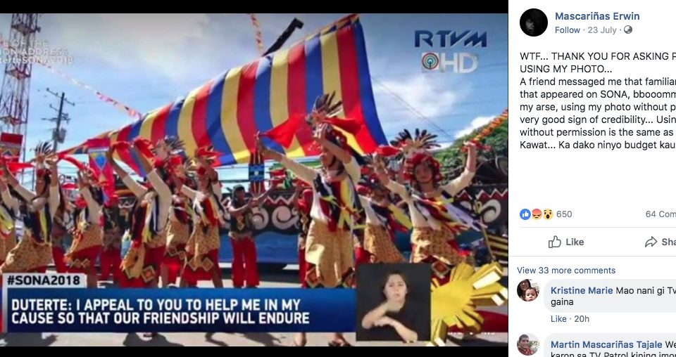 Screenshot from Mascariñas Erwin Facebook page. 