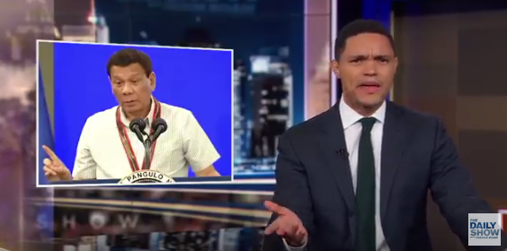 The Daily Show’s Trevor Noah pokes fun at President Rodrigo Duterte. Screenshot from The Daily Show.