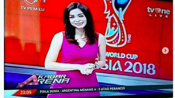 A fake screenshot showing Indonesian TV station tvOne falsely reporting the result of the Argentina vs France match in the 2018 FIFA World Cup. Photo: Instagram via Viva.co.id