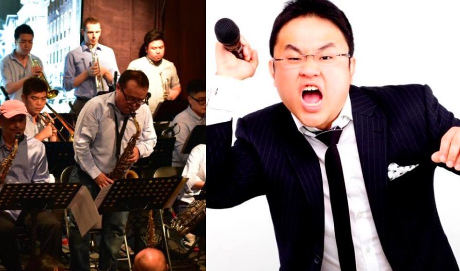 Island Jazz Orchestra and Malaysian comedian Dr Jason Leong. Photos via Facebook.