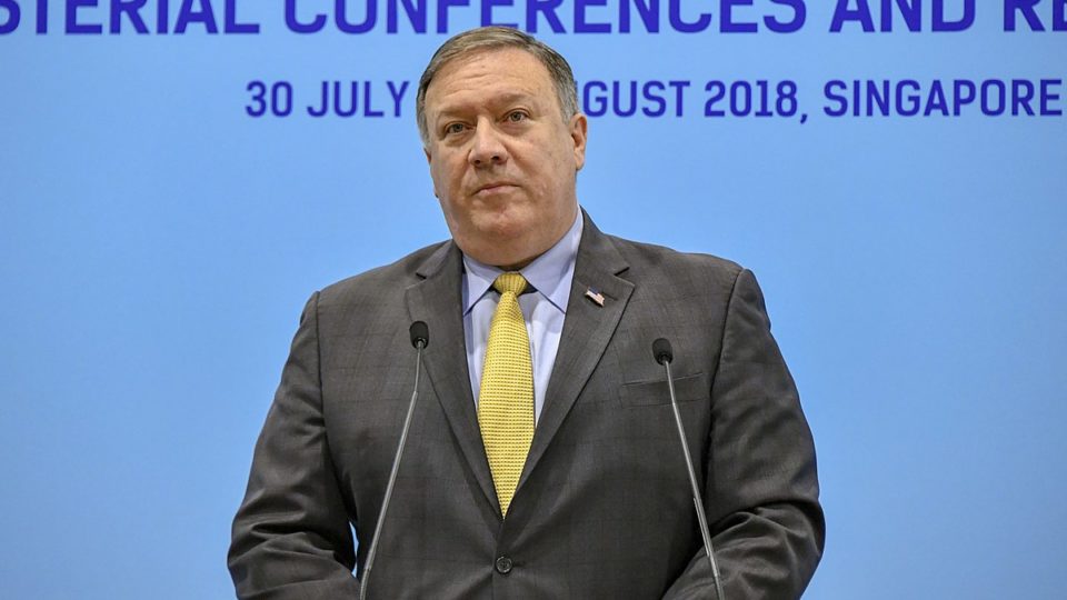 US Secretary of State Mike Pompeo speaks at a 2018 ASEAN meeting in Singapore. Photo: US State Department