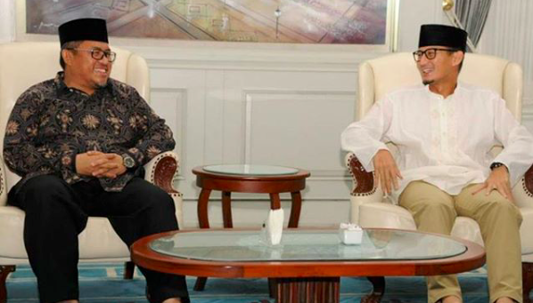 Former West Java Governor Ahmad Heryawan (left) with former Jakarta Vice Governor Sandiaga Uno. Photo: Instagram/@aheryawan