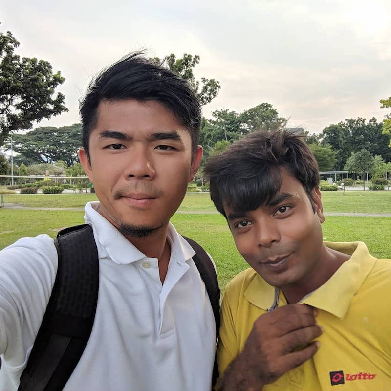 Cai Yinzhou with a BDF member. Photo: Cai Yinzhou / Facebook