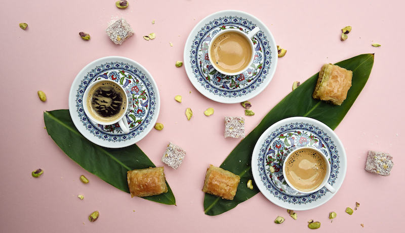 Turkish coffee and Persian tea. Photo: Pita Tree