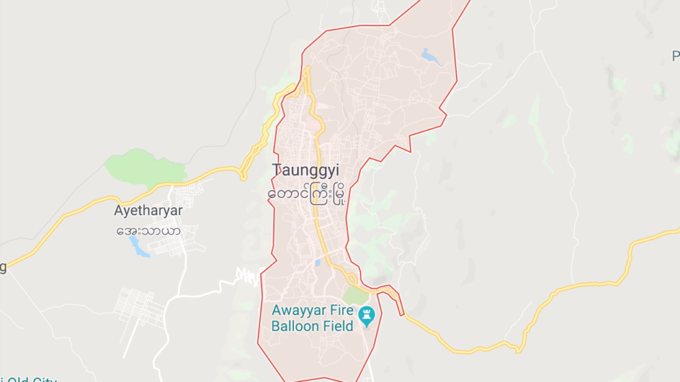 Taunggyi on a map.