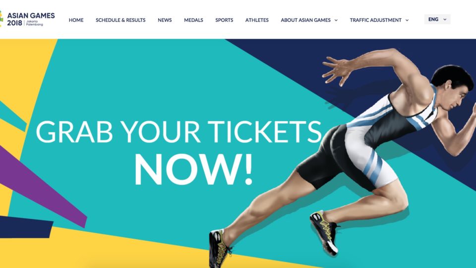 Screenshot of Asian Games 2018 website’s ticket page