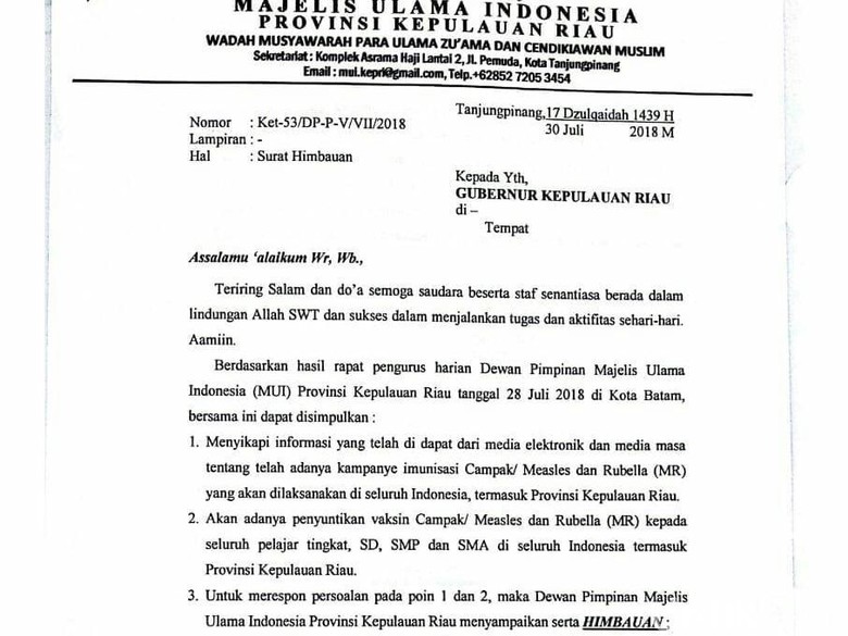 Document: MUI Kepri via Detik