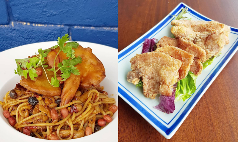 Mala mushroom spaghetti and Nan-Ru pork belly. Photo: Fat Po/Facebook