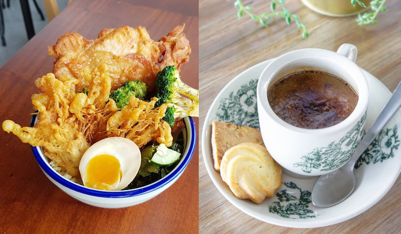 Fried chicken rice bowl and teh creme brulee. Photo: Fat Po/Facebook