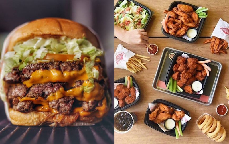 A fat burger and some buffalo wings. Photo: Fatburger Singapore/Facebook