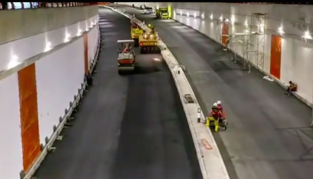 The Ngurah Rai underpass getting paved. Still: Dwi Adhiatma Negara/ Instagram @dwiadh