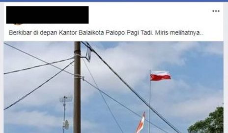 A screengrab of a viral post showing the upside-down Indonesian flag. Photo: Facebook