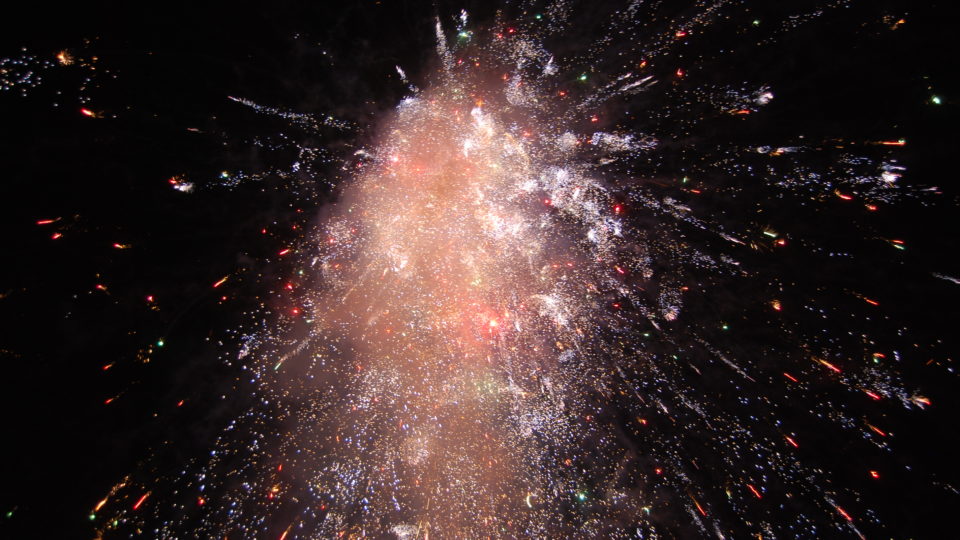 An exploding balloon at the Taunggyi fire balloon festival in 2015.