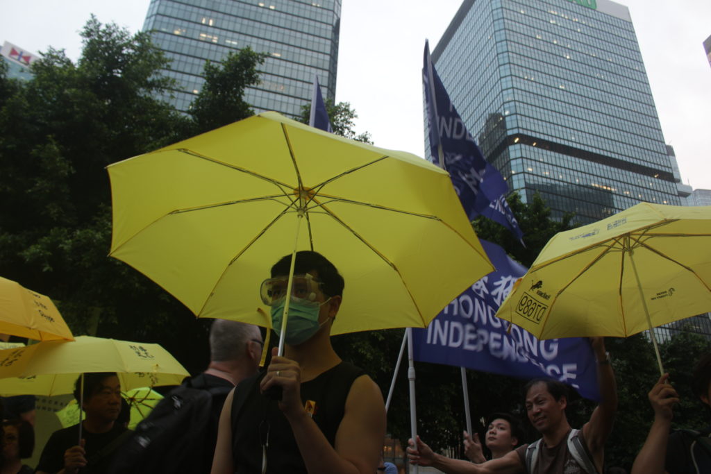 Pro-independence activists at the fourth anniversary of the Umbrella Movement. Photo by Vicky Wong.
