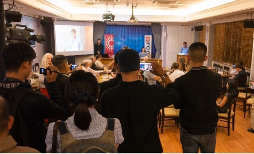Thai police shut down a discussion of genocide allegations against Myanmar in Bangkok on Sept. 10, 2018. Photo: FCCT
