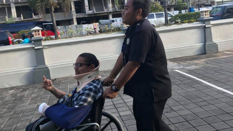 Michael Lythcott has been discharged from Bali’s BIMC. Photo via GoFundMe