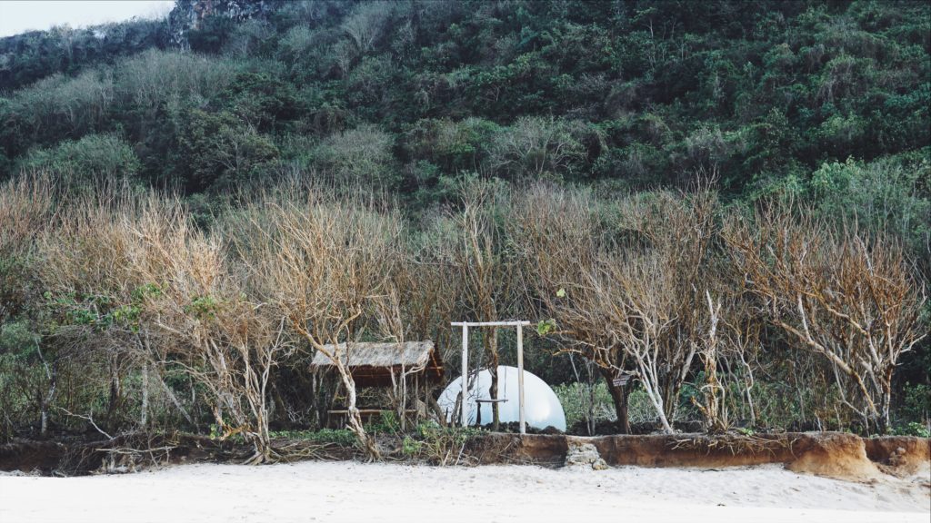 The “campsite”, view form the beach. That’s your visibility level. Photo: Coconuts Bali