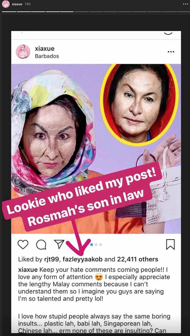 Insta Story screengrab