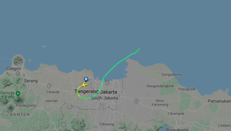 Lion Air flight JT-610 flight route before communications were cut off on the morning of Oct. 29, 2018. Photo: Flightradar 24