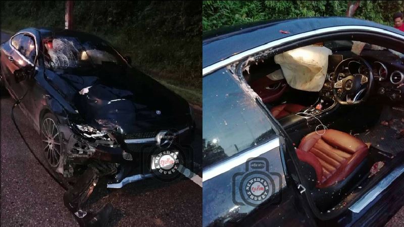 The aftermath of the Mercedes-Benz C250 — Photo: Facebook/ News Hawk Phuket
