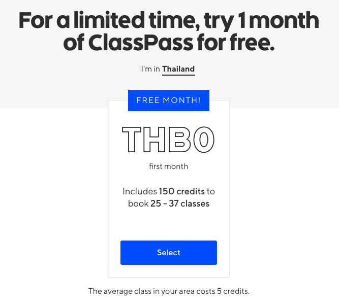 Screenshot: ClassPass