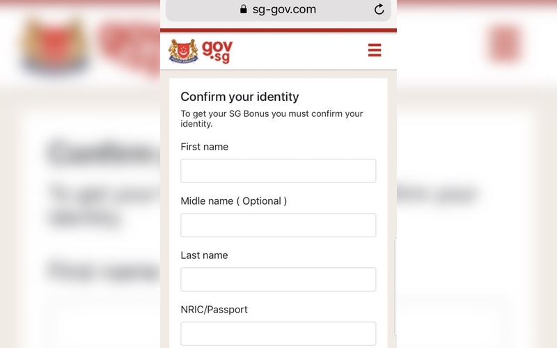 Screenshot of a fake SG Bonus portal. Photo: Facebook