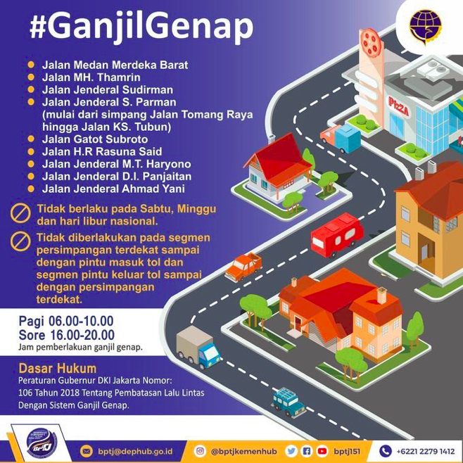 Jakarta's odd-even traffic rule from October 15-December 31, 2018. Photo: Transportation Ministry