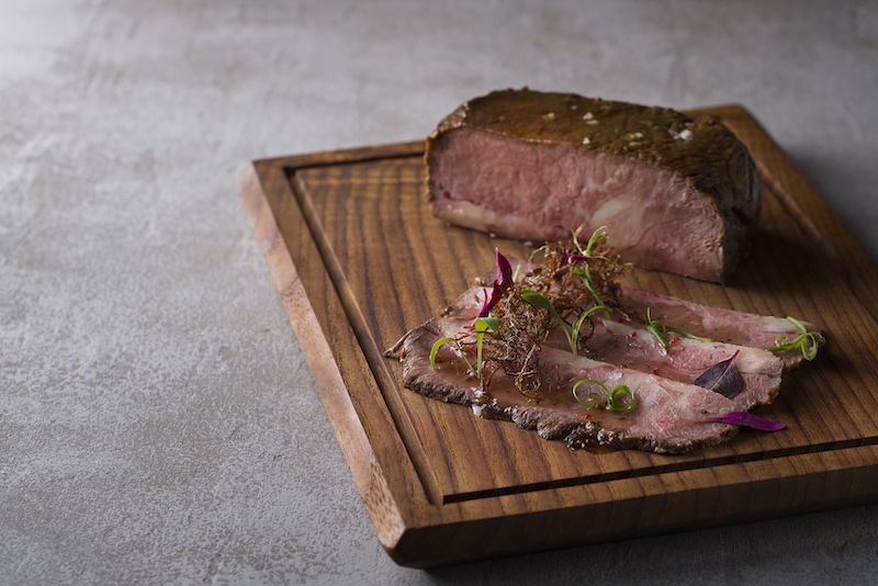 Esquina’s Westholme Oyster Blade with micro Thai salad and crispy beef.