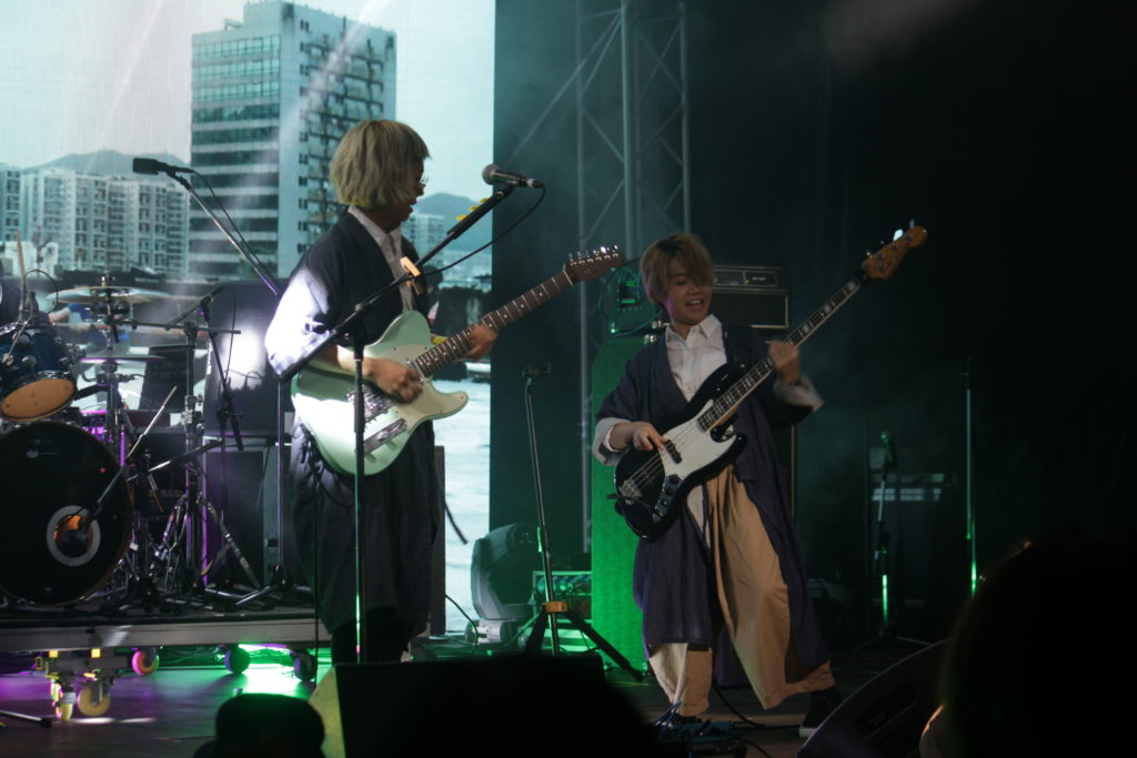 Guitarist Soni Cheng and bassist Wing Chan from Hong Kong math/folk rock band GDJYB. Photo by Vicky Wong.