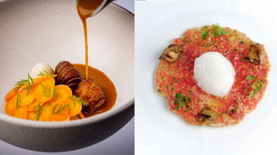 Dishes by Chef Eelke Plasmeijer of Locavore (left) and Chef Sezai Zorlu & Chef Chris Salans (right), all of whom will be doing special dining events at the Jakarta Culinary Feastival. Photos: Jakarta Culinary Feastival / Instagram