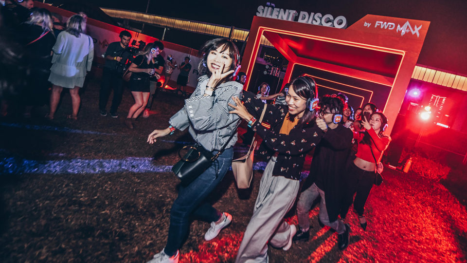 Silent disco. Photo via Clockenflap/Kenne.