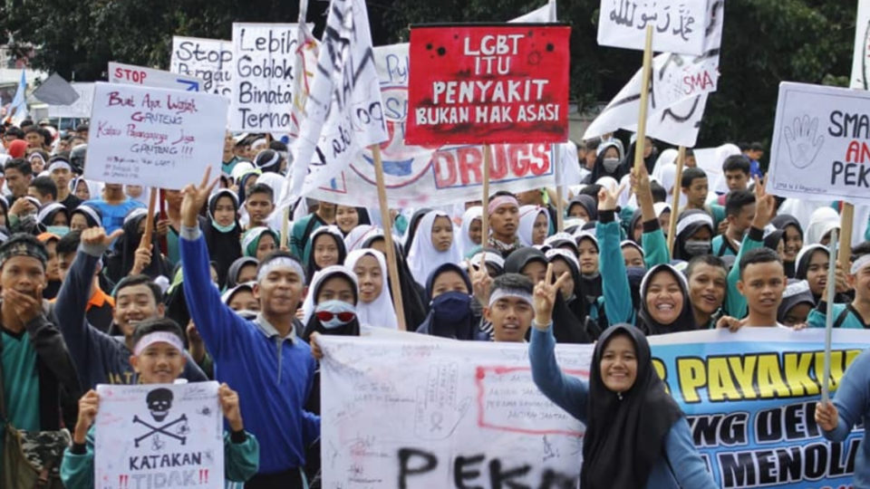 Protesters in the West Sumatra City of Payakumbuh on Sunday, Nov. 5, 2018. Photo: Irsyad Syafar / Facebook