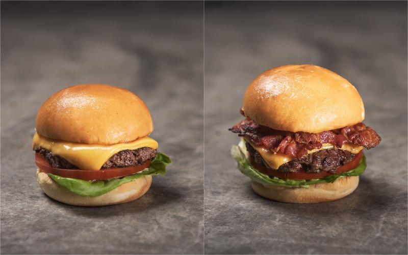 Omakase Cheeseburger (L), Omakase Applewood Smoked Bacon Cheeseburger (R). Photo: Omakase Burger