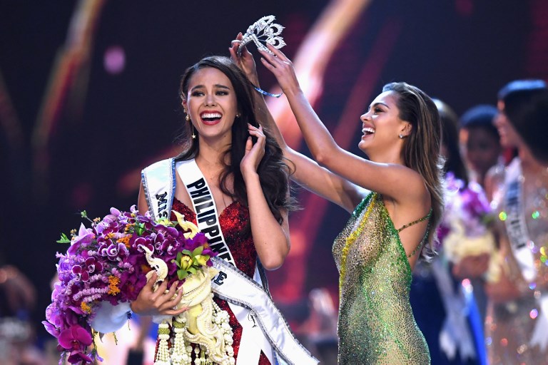 Catriona Gray of the Philippines reacts as she is crowned the new Miss Universe 2018. Photo: AFP