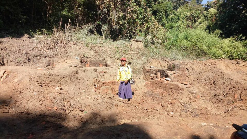 Sagaing historian Nyo Ko Naing amidst uncovered Japanese hospital
