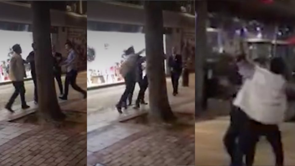 Scenes of the fight in video published by Apple Daily.