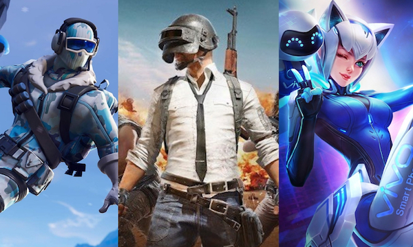 Posters for Fortnite, PUBG, and Mobile Legends