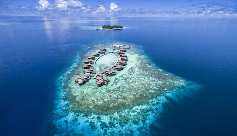 Arial view of the resort. Photo: Raffles Maldives Meradhoo