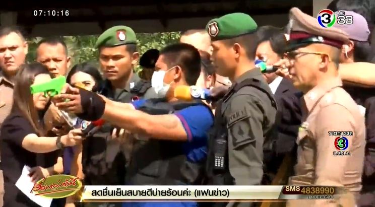 Crime reenactment with the gunman. Screenshot: Morning News  
