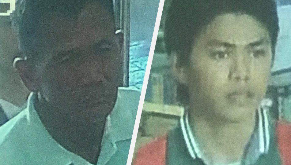 Photos of the men suspected to have perpetrated the bombing. Salipudin Pasandalan (left) surrendered today. Photo: Philippine National Police/ABS-CBN News 