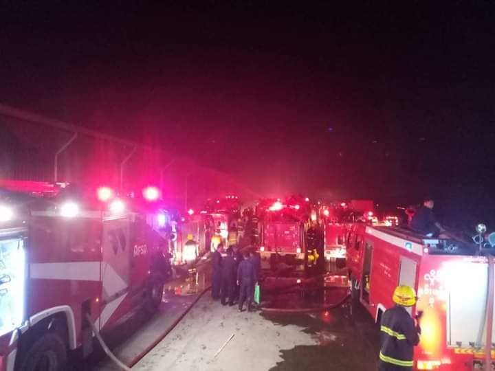 Firefighters at the scene of a boiler explosion – via Shwepyithar News