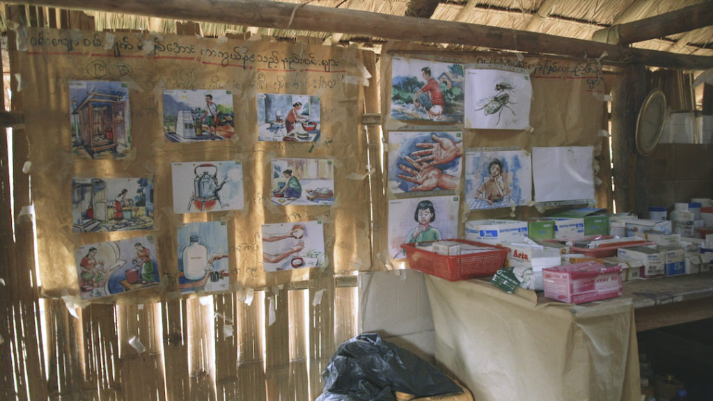 From this shack, Soe Min operates a makeshift hospital. The only power is generated from an old car battery. Photo: Arglit Boonyai