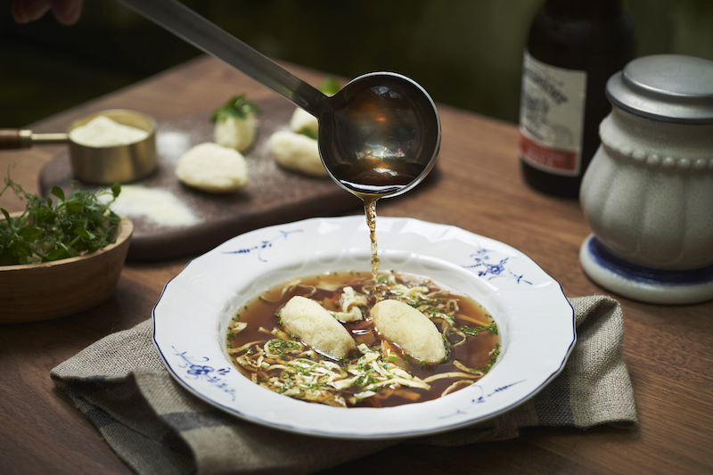 Beef Consomme with Semolina Dumplings. Photo: The Capitol Kempinski Hotel Singapore