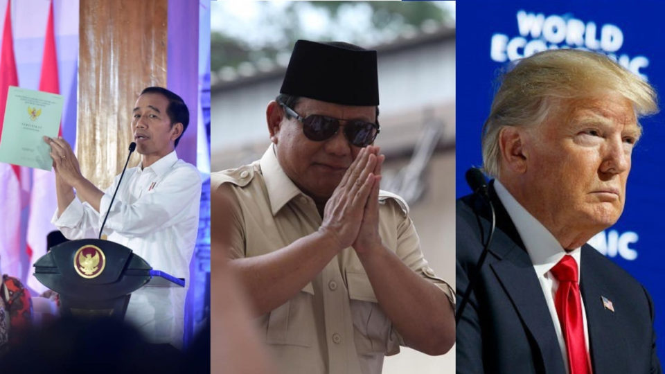 (L-R) Indonesia President Joko Widodo, Prabowo Subianto, US President Donald Trump. Photos: @jokowi / @prabowo / @realdonaldtrump / Instagram