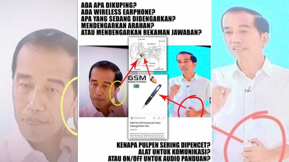 A version of Jokowi earpiece and pen conspiracy theory that has been going viral on social media