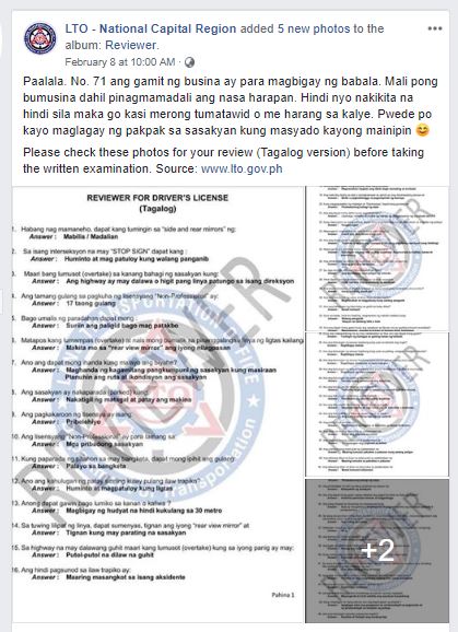 Photo: Land Transportation Office-National Capital Region's Facebook account